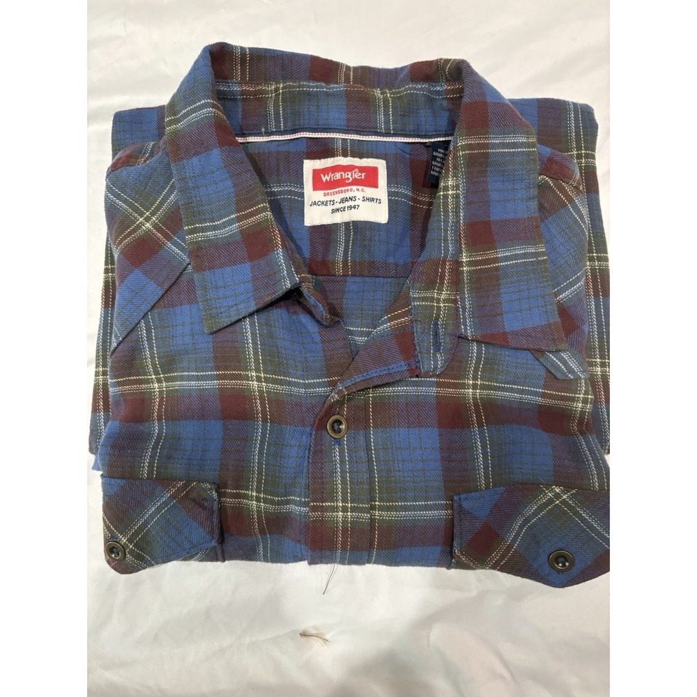 Men's XL Wrangler  Plaid Long Sleeve Stretch Super Soft Flannel Shirt Cotton
